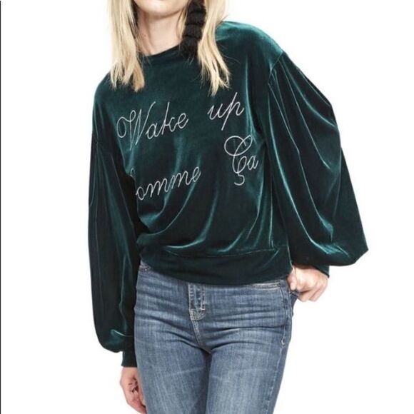 MISA Los Angeles Green Velvet Top - Picture 2 of 5